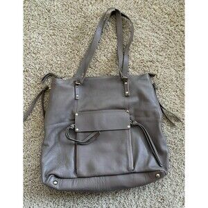 Kooba Everette XL Tote Shoulder Shopper Bag Taupe Pebbled Leather Expandable